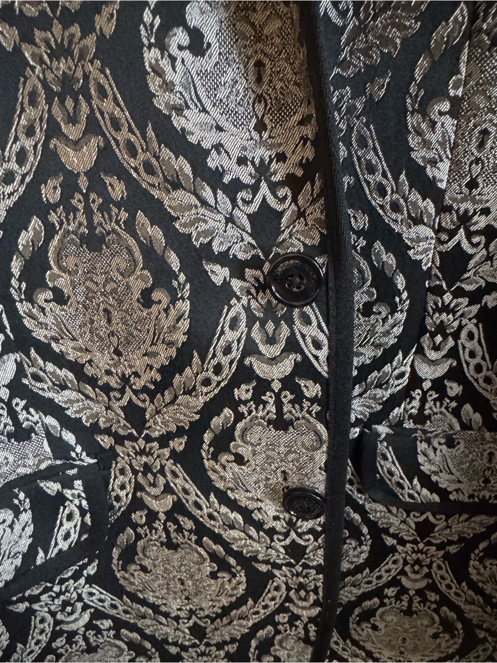 TALLIA Black Blazer with Gold / Tan Brocade Pattern size 42R - Picture 7 of 7